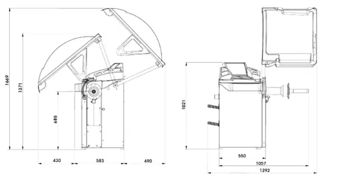 Máy cân bằng lốp EM9250 BASIC 1 Bản vẽ chi tiết máy